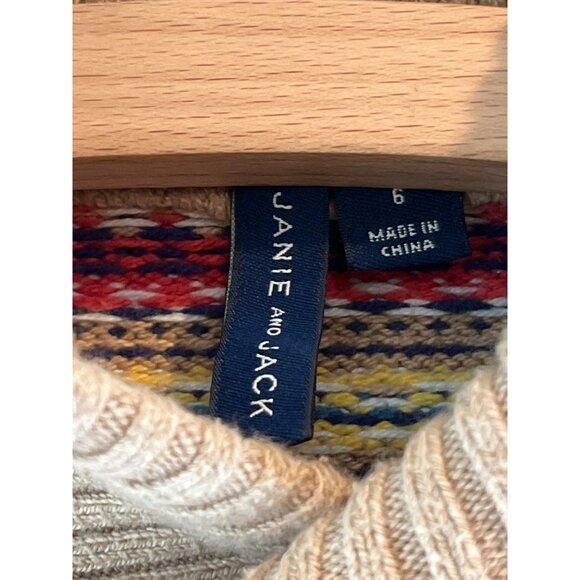 Janie & Jack Kids Fair Isle Knit Sweater Size 6 Multicolor Cotton Blend Cozy Win - Picture 3 of 6